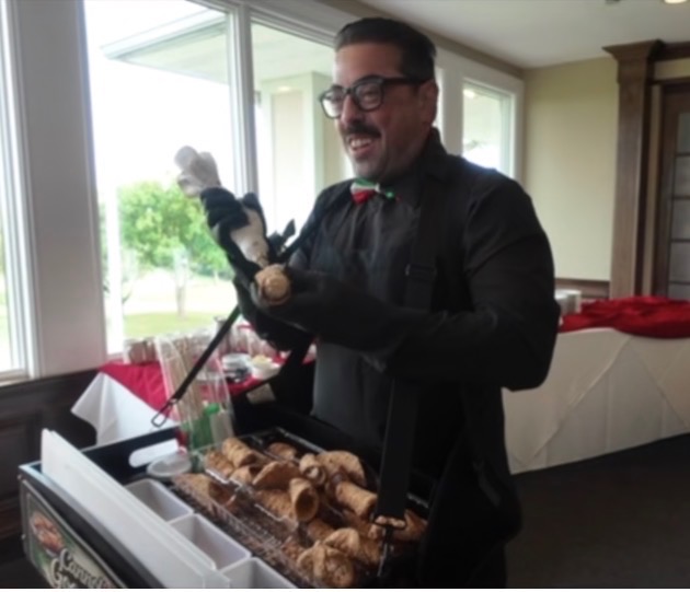 Philip at the Cannoli Goombah mobile cart